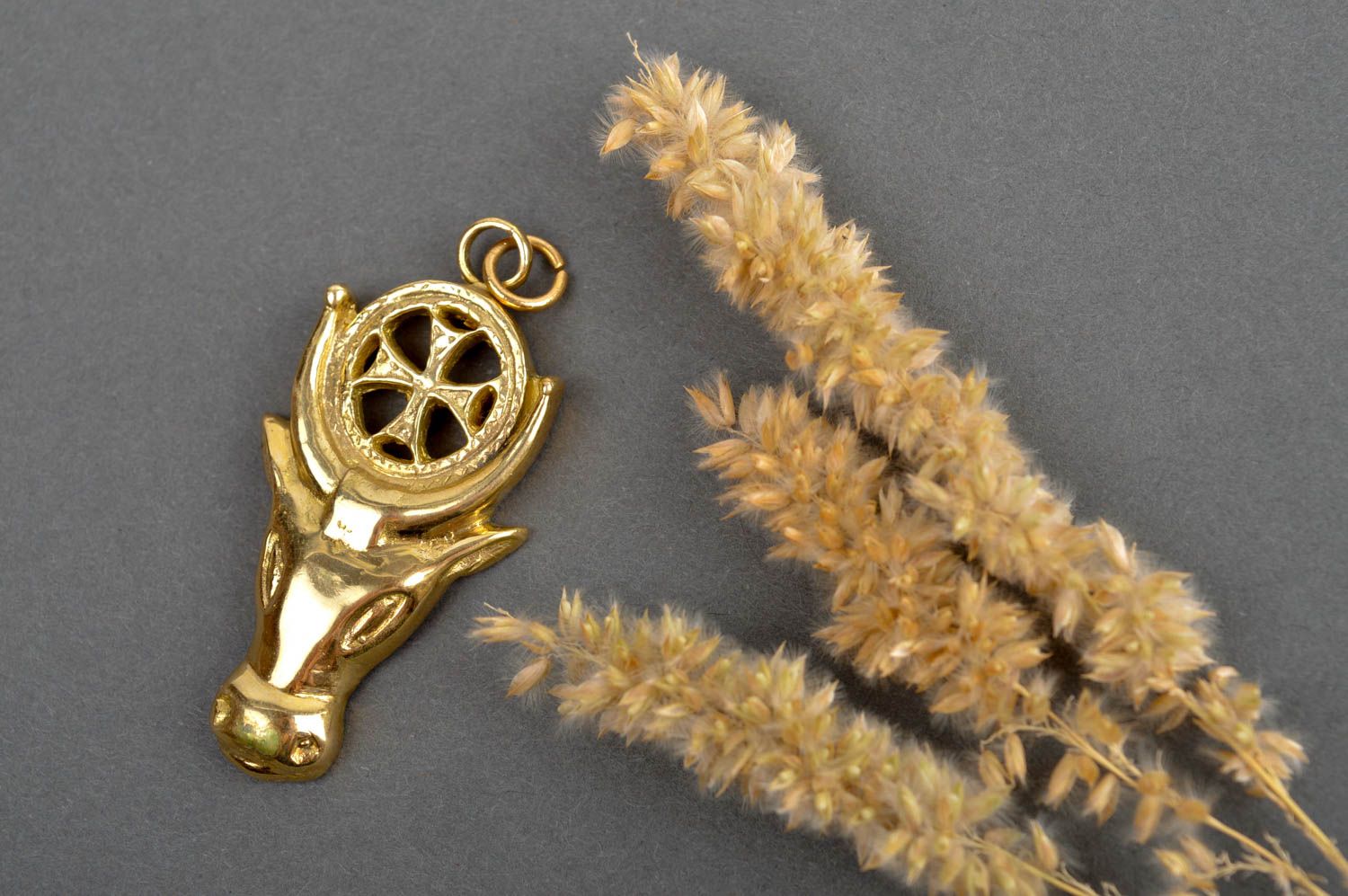 Metal accessory handmade designer pendant unusual brass pendant unisex pendant photo 1