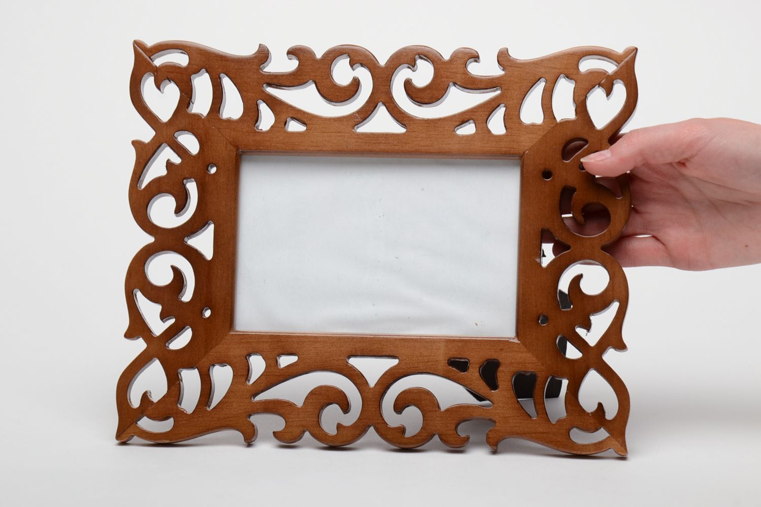 Beautiful brown carved wooden photo frame photo 5