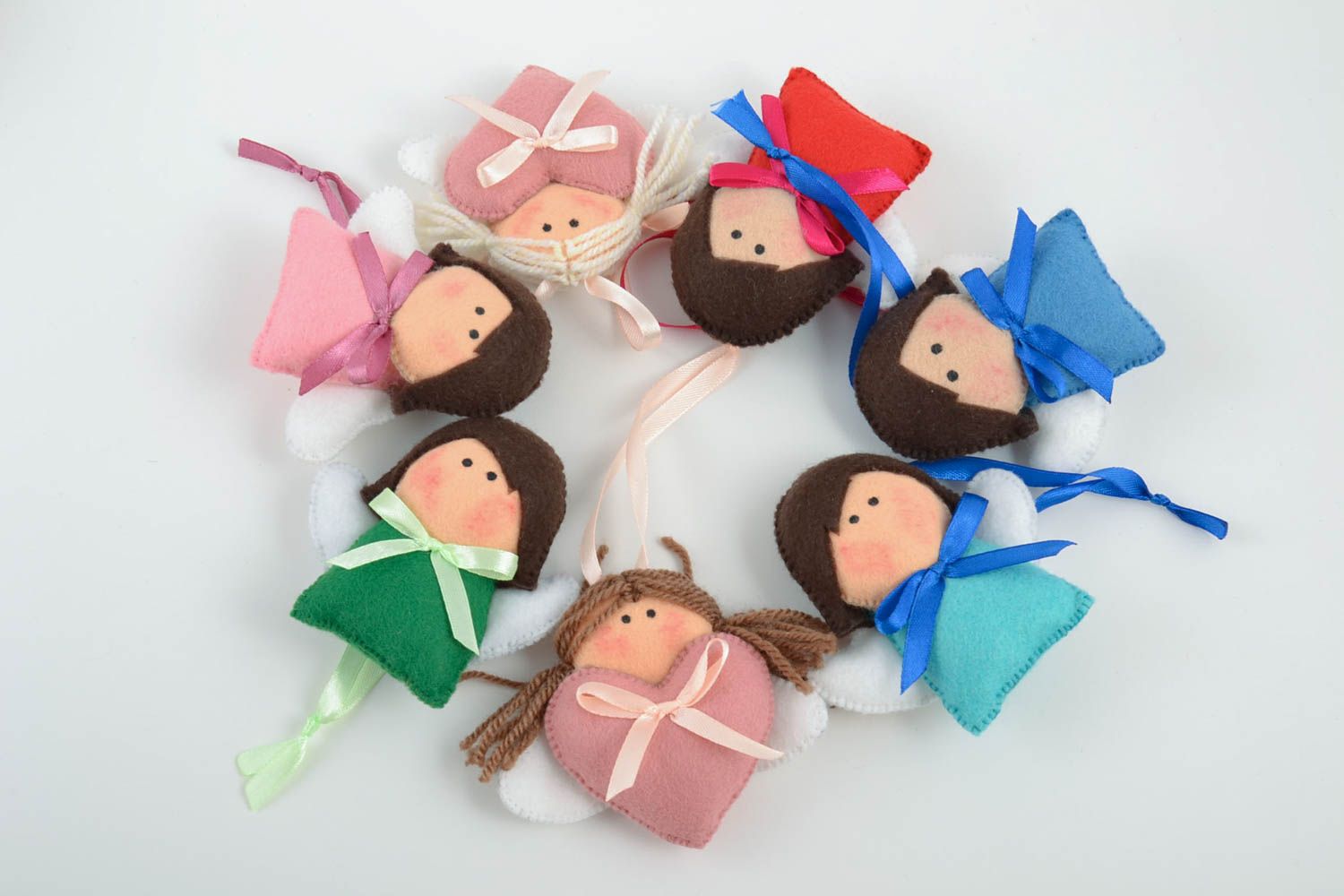 Set of 7 handmade colorful fabric soft toys with eyelets Angels photo 4