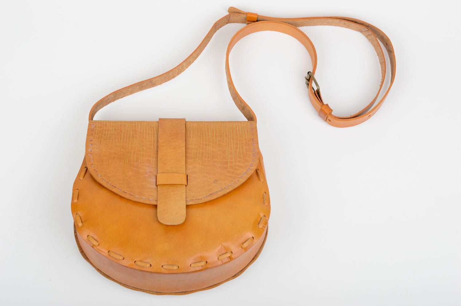 Bolso de cuero natural marrón artesanal accesorio de moda regalo original foto 4