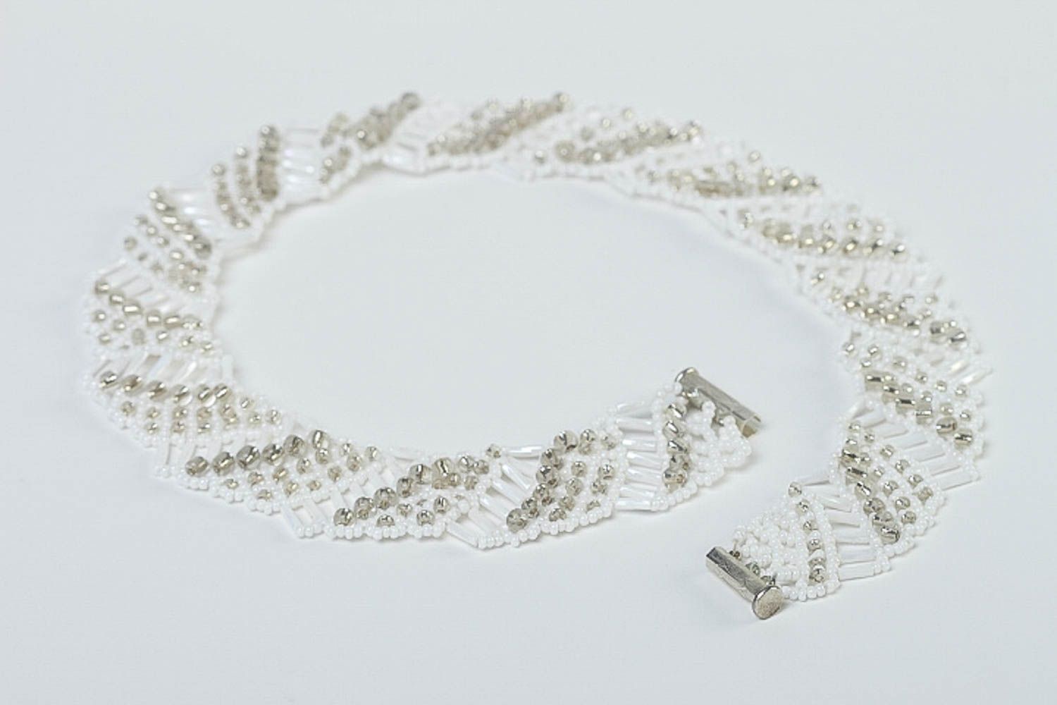 Damen Halskette in Weiß Schmuck Collier aus Glasperlen Geschenk für Frauen foto 4