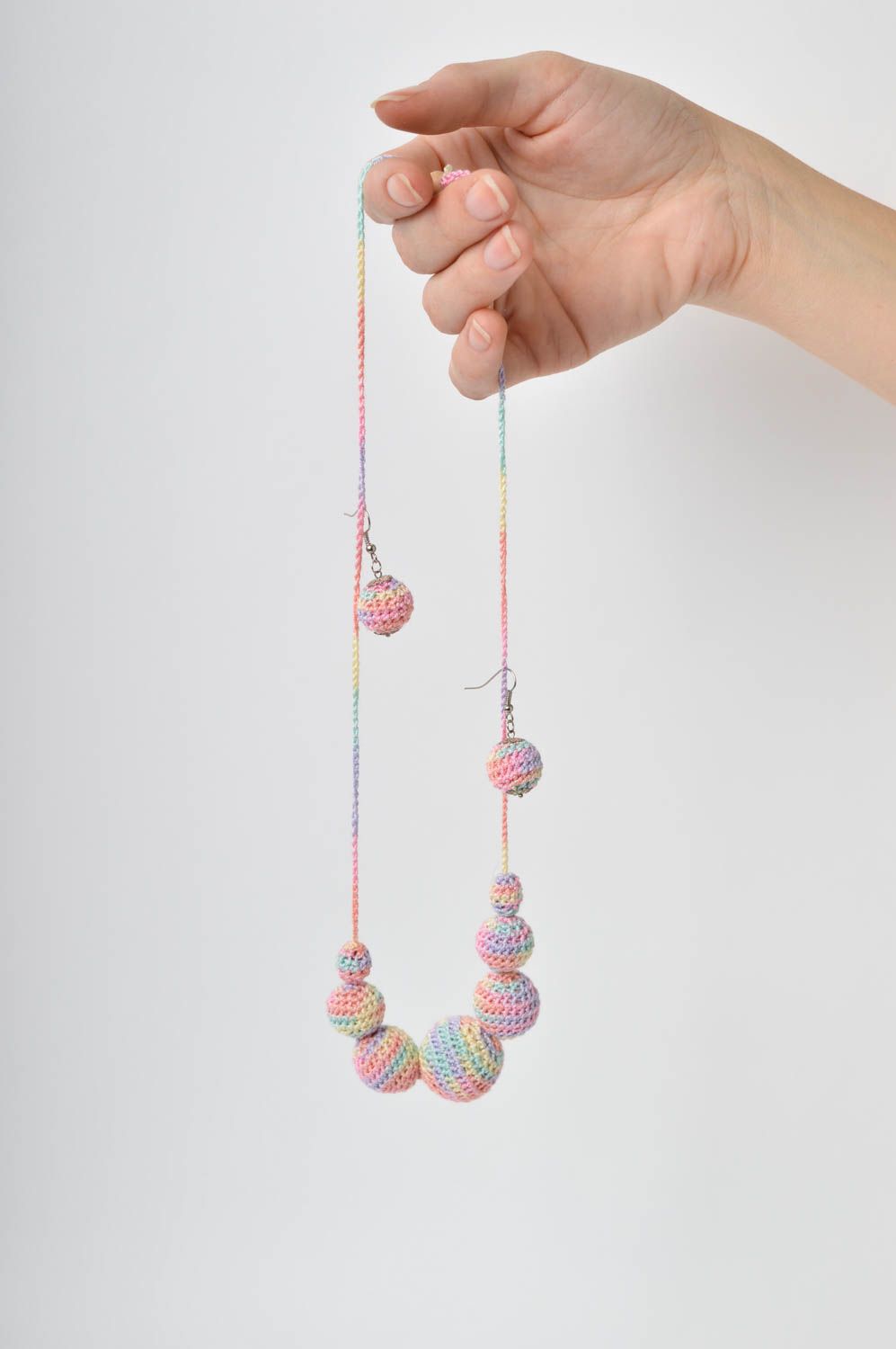 Handmade crochet earrings crochet ball necklace costume jewelry designs photo 5