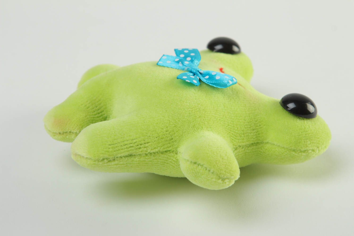 Stoff Kuscheltier handmade Spielzeug für Kinder Frosch Spielzeug in Grün weich foto 3