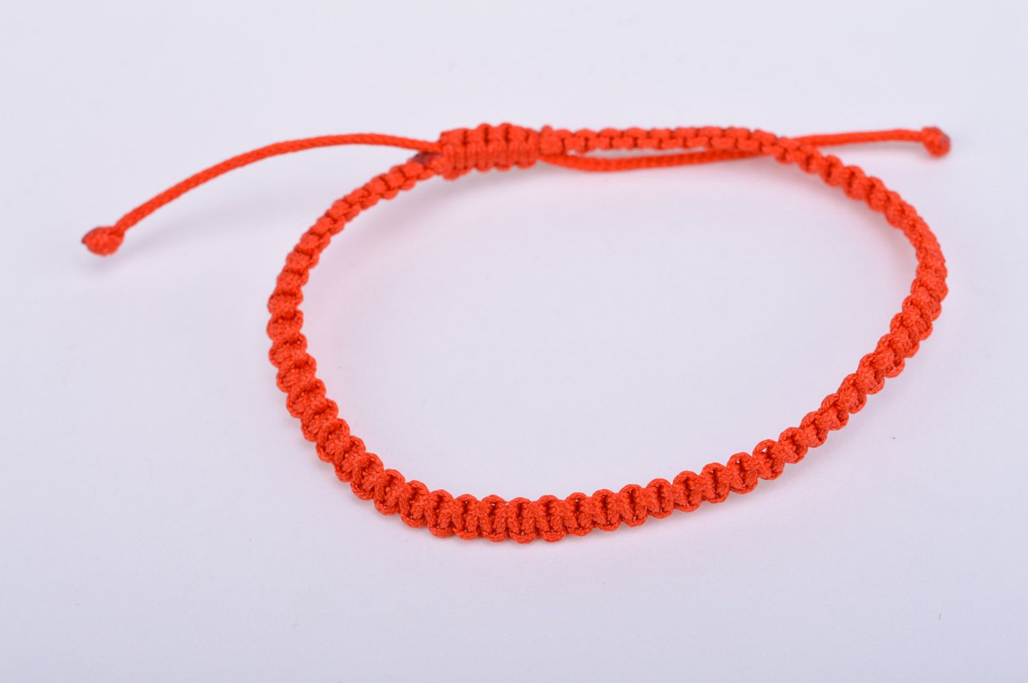 Handmade plain red thread friendship bracelet woven accessory photo 5