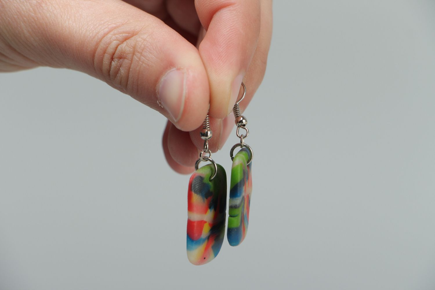 Beautiful colorful polymer clay earrings  photo 3