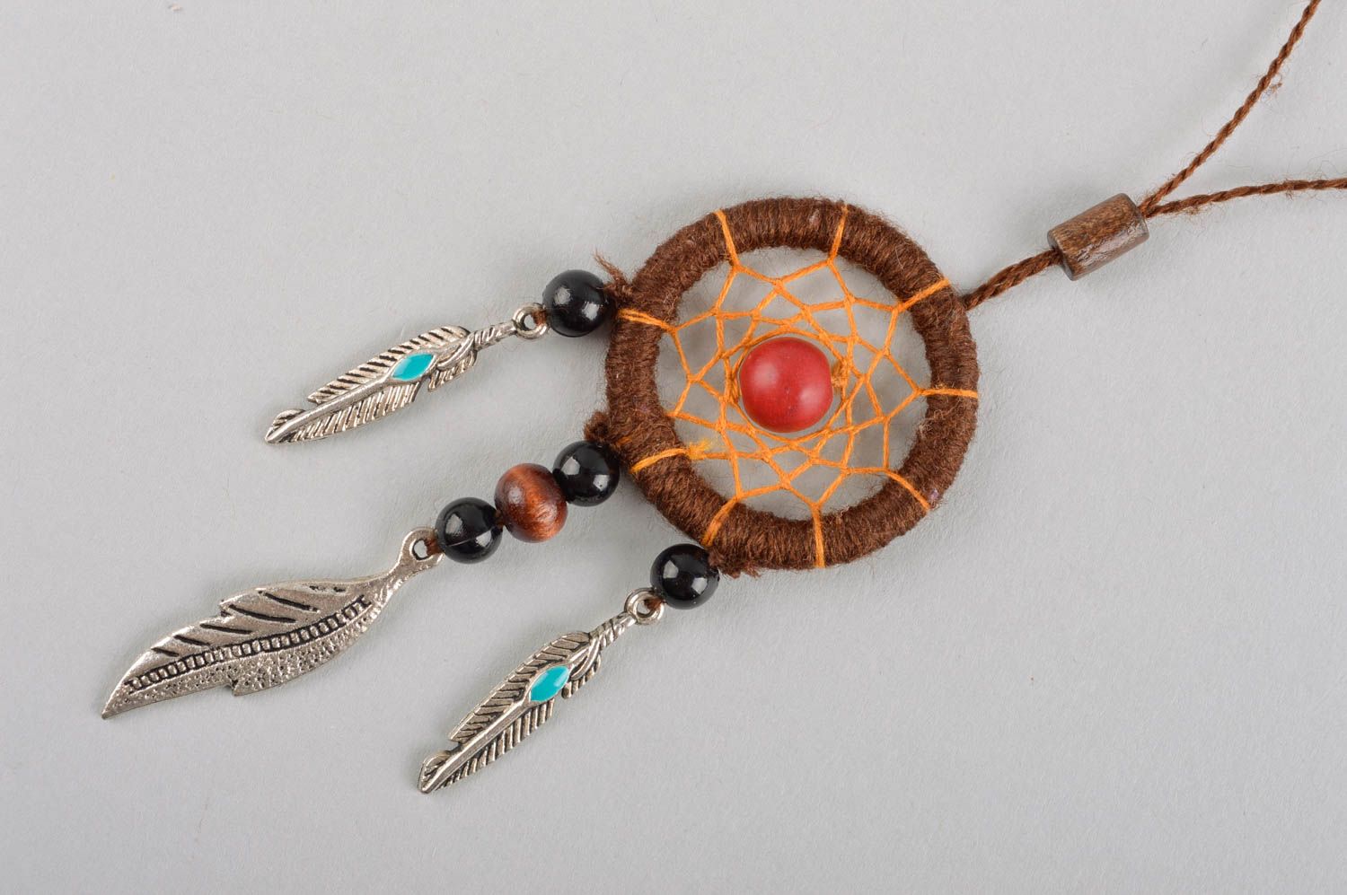 Кулон из перьев украшение ручной работы подвеска из перьев ожерелье с перьями  фото 3