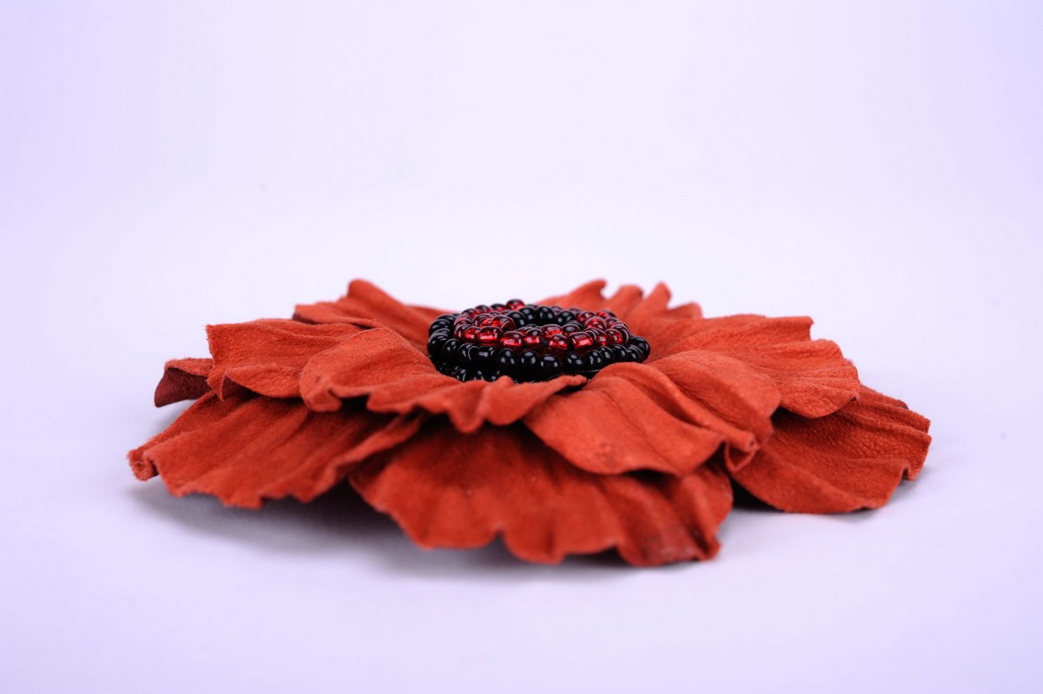 Brooch made ​​of leather Poppy photo 3