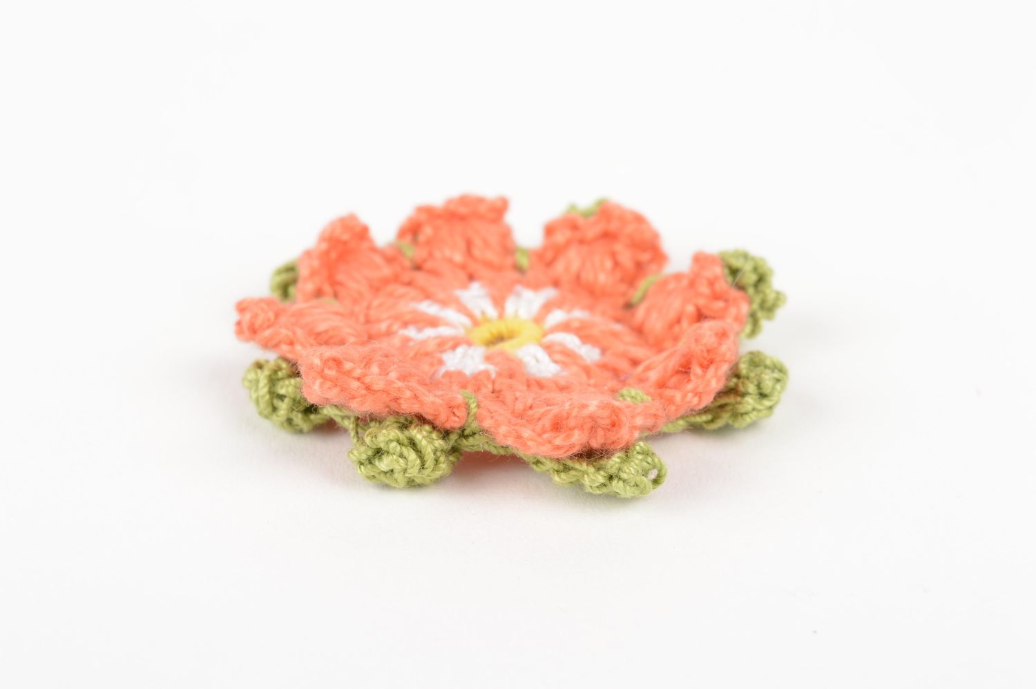 Фурнитура для бижутерии handmade нежный цветок из ниток заготовка для броши фото 4