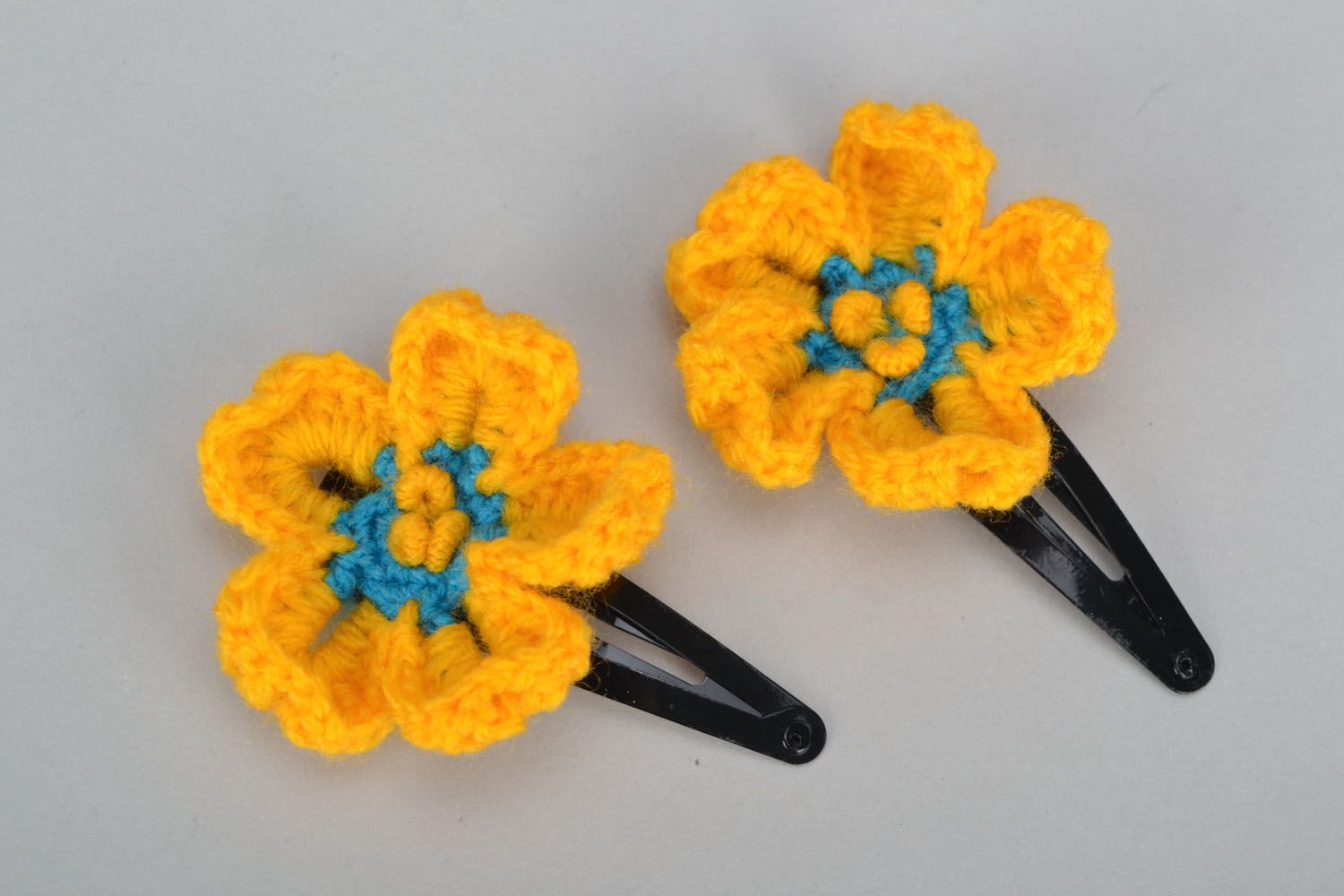 Flower hair clips Yellow Poppy photo 3