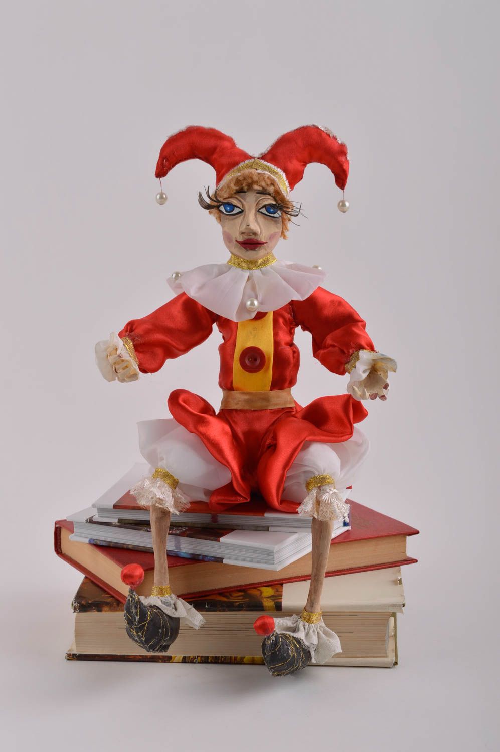 Декоративная кукла ручной работы кукла для интерьера кукла из глины Арлекино фото 2