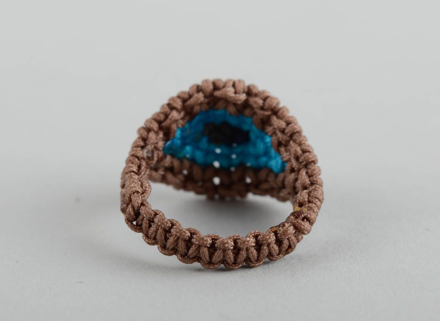 Кольцо ручной работы вязаное украшение модное кольцо красивый перстень фото 5