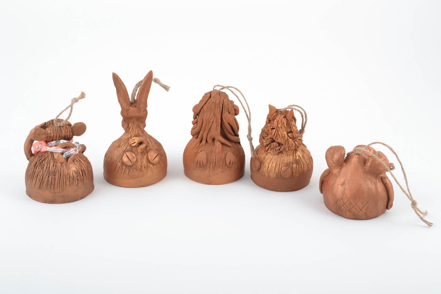 Handmade kleine Glöckchen Deko Tiere Figuren aus Ton Set 5 Stück Souvenirs foto 2