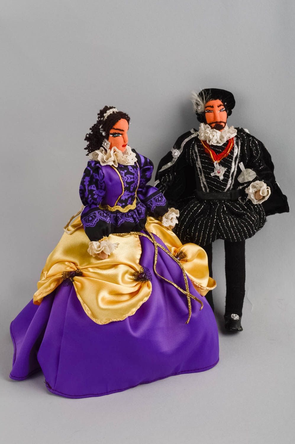 Коллекционные куклы мужчина и женщина в костюмах небольшие ручная работа фото 1