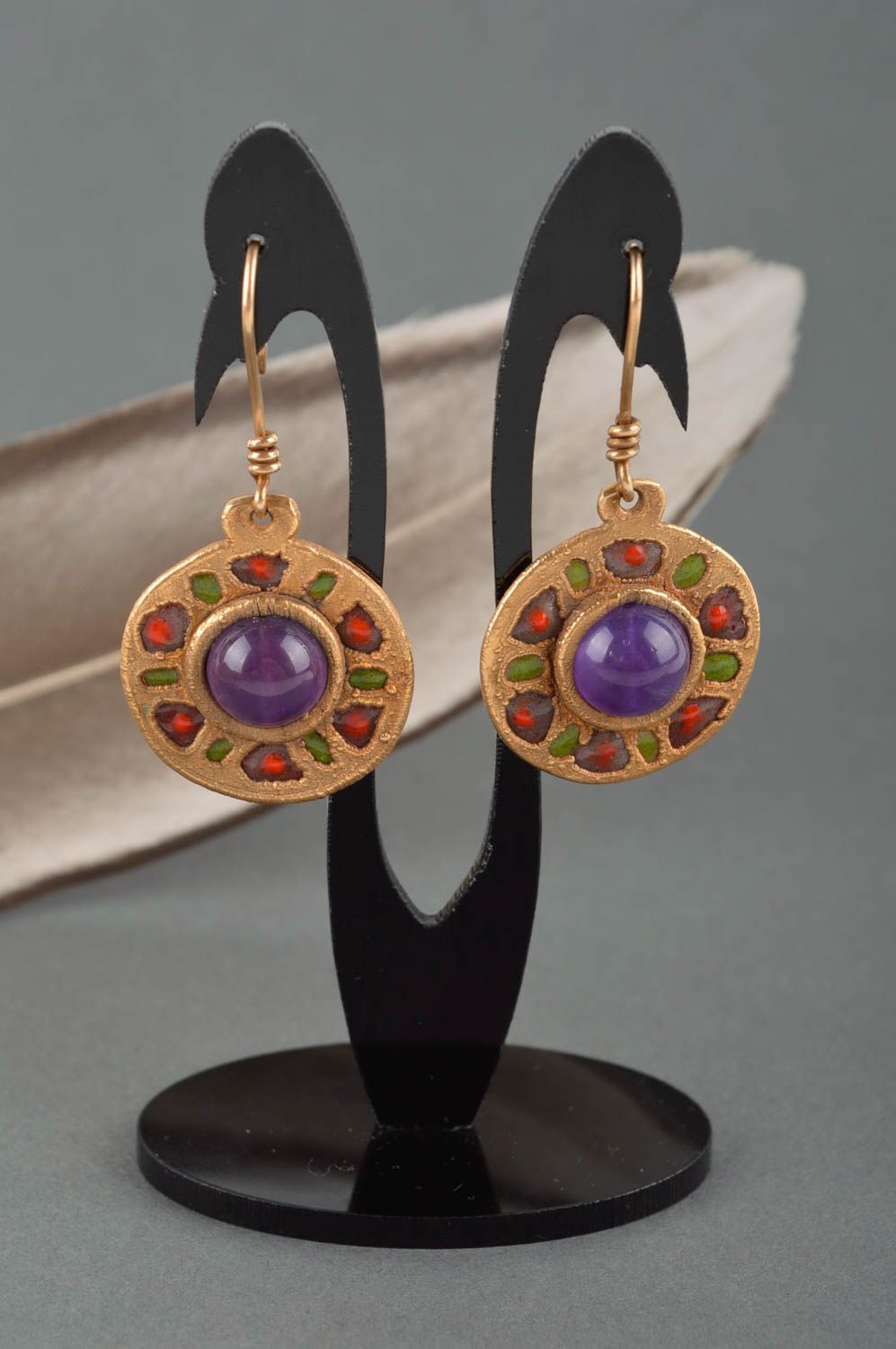 Handmade metal earrings gemstone earrings for girls cool jewelry gifts for her photo 1