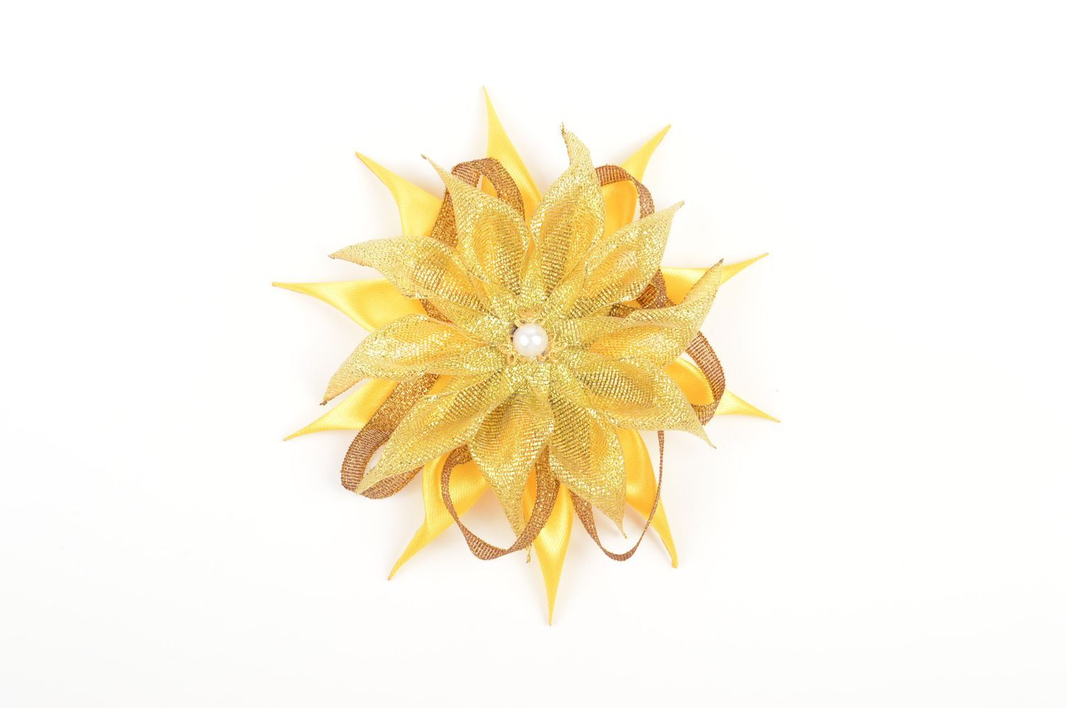 Festliche gelbe Blume Haarspange handgemachter Schmuck Accessoire für Mädchen foto 4