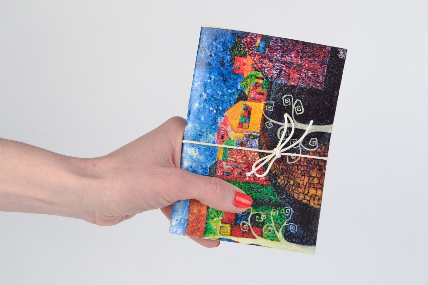 Handmade notebook with colorful designer painting on cover for 48 pages photo 2