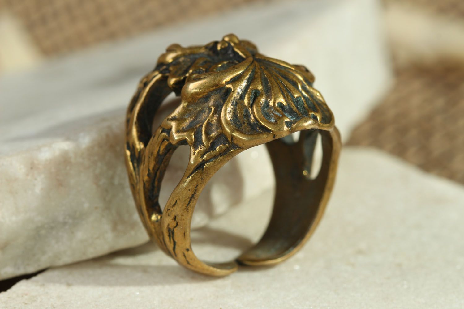 Bronze ring Mask of Odin photo 2