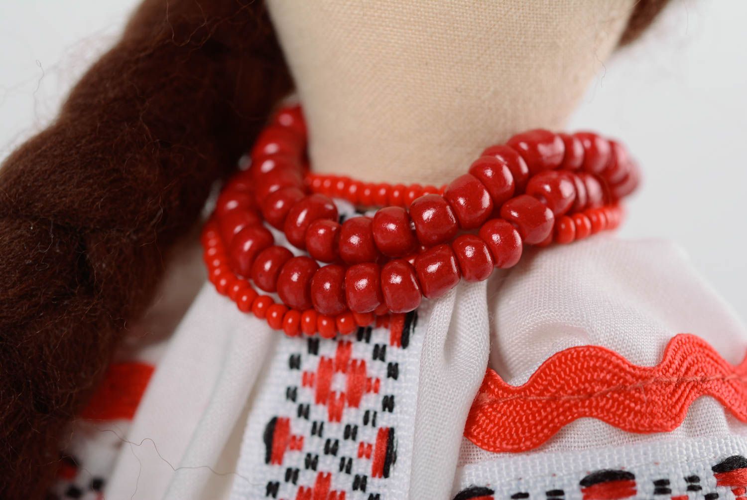 Handmade cotton fabric soft doll girl in Ukrainian traditional costume photo 3