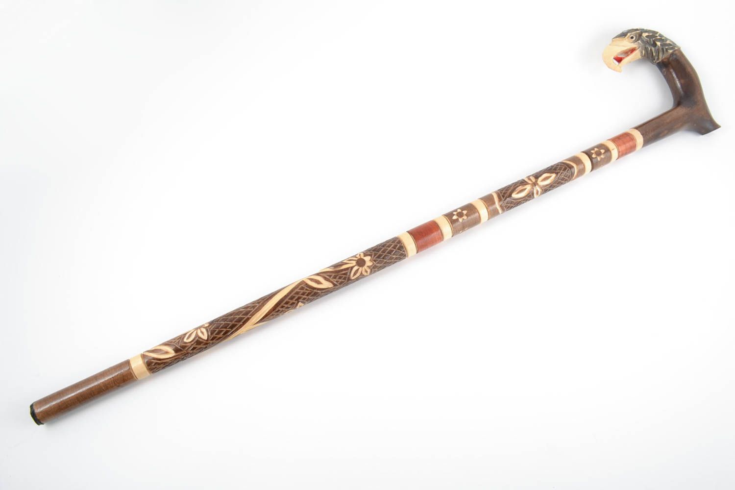 Handmade cane made of wood with knob in the form of eagle stylish walking stick photo 3