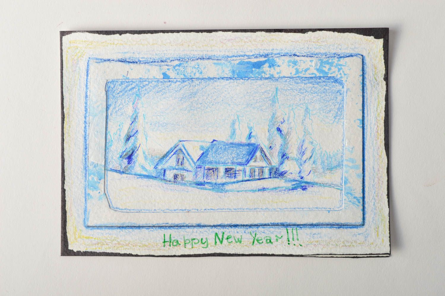 Karte zum Neujahr handgemacht schöne Grusskarte Künstler originell Papier Karte  foto 2