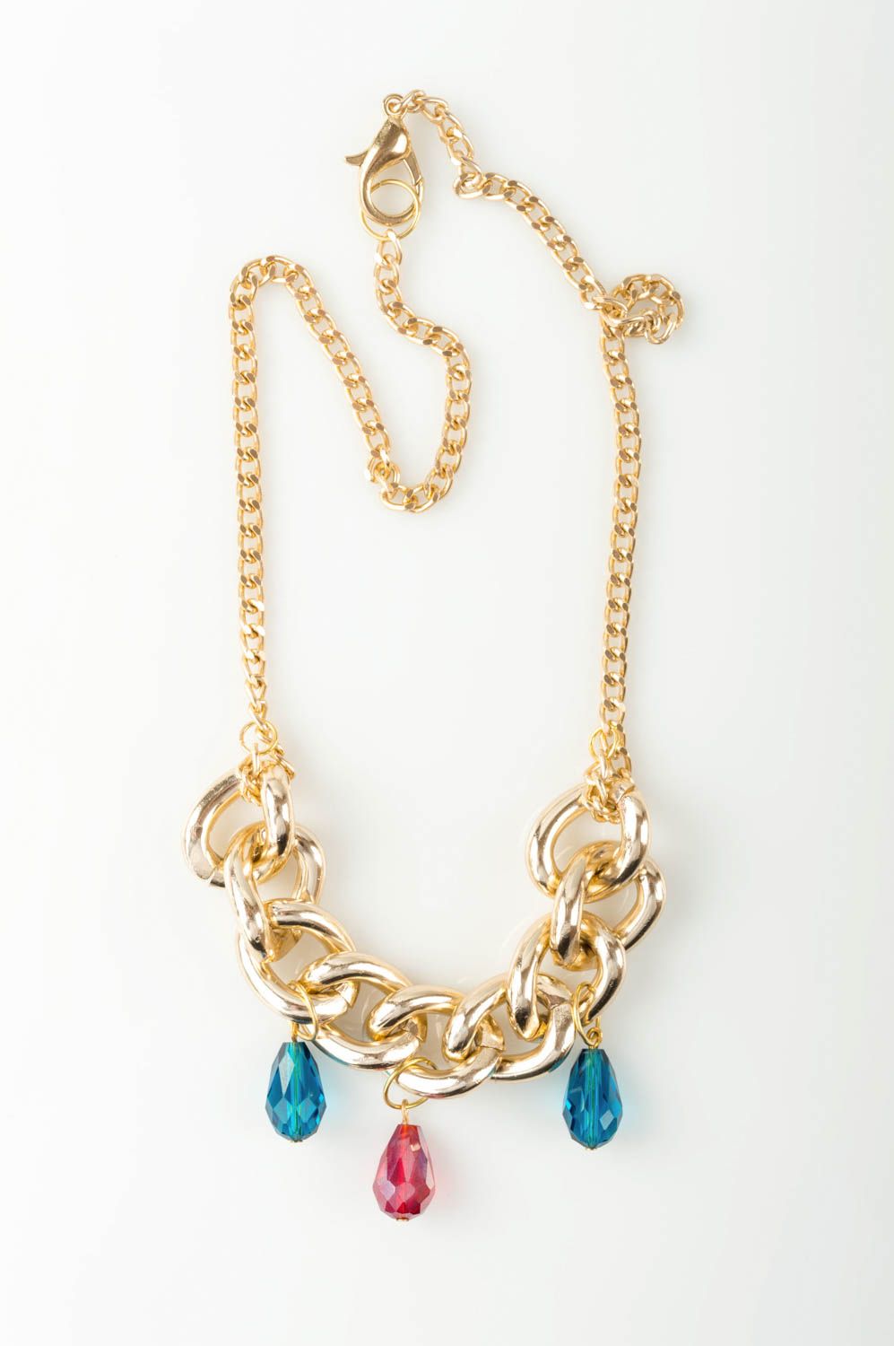 Handmade beautiful pendant stylish female necklace jewelry made of glass photo 2