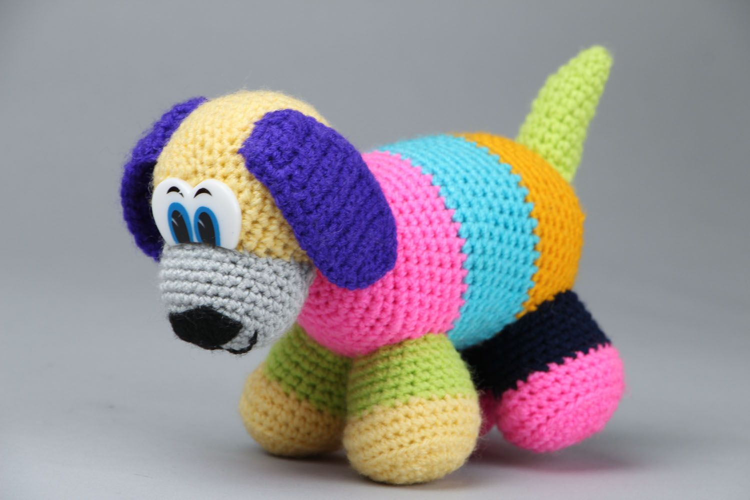 Jouet mou tricoté chien multicolore photo 1