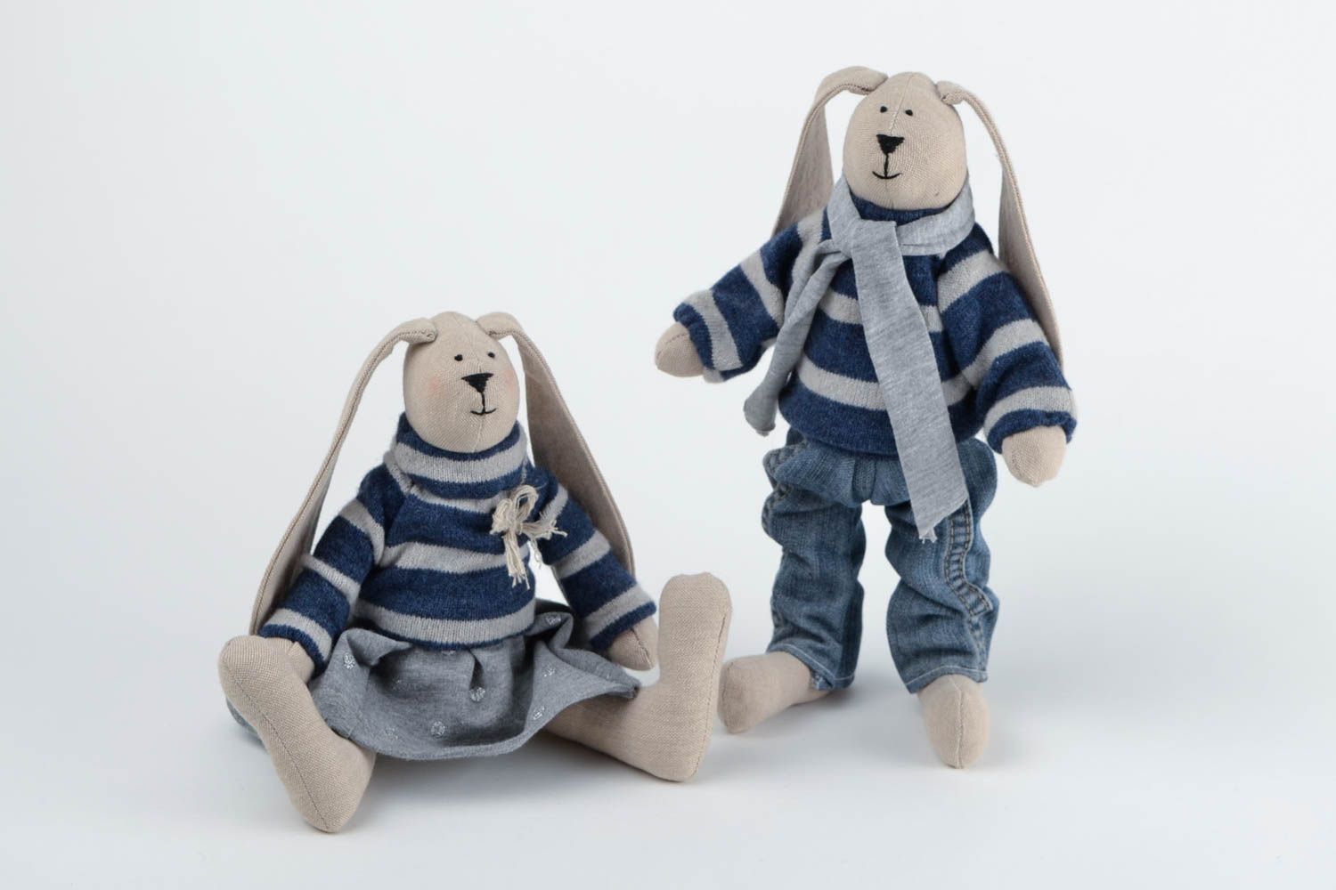 Игрушки зайцы ручной работы набор игрушек из двух штук детские мягкие игрушки фото 4