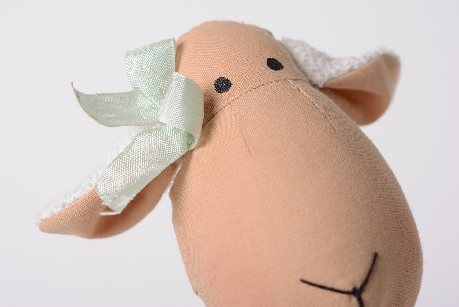 Handmade textile soft toy sheep sewn of terry fabric photo 2