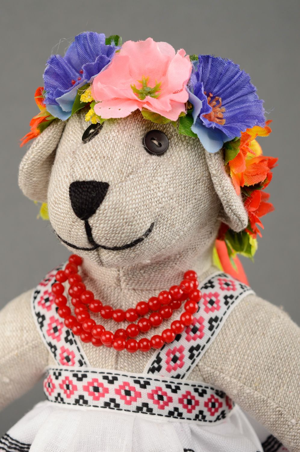 Handmade designer fabric doll Ukrainian Bear photo 2