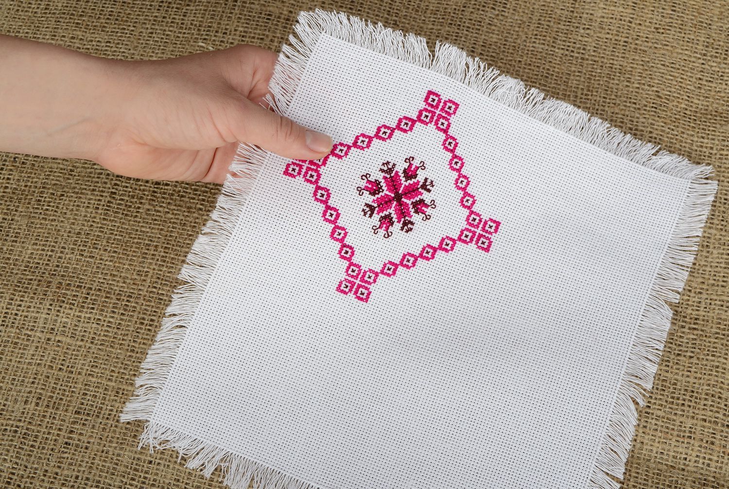 Napkin with embroidered ornament photo 5