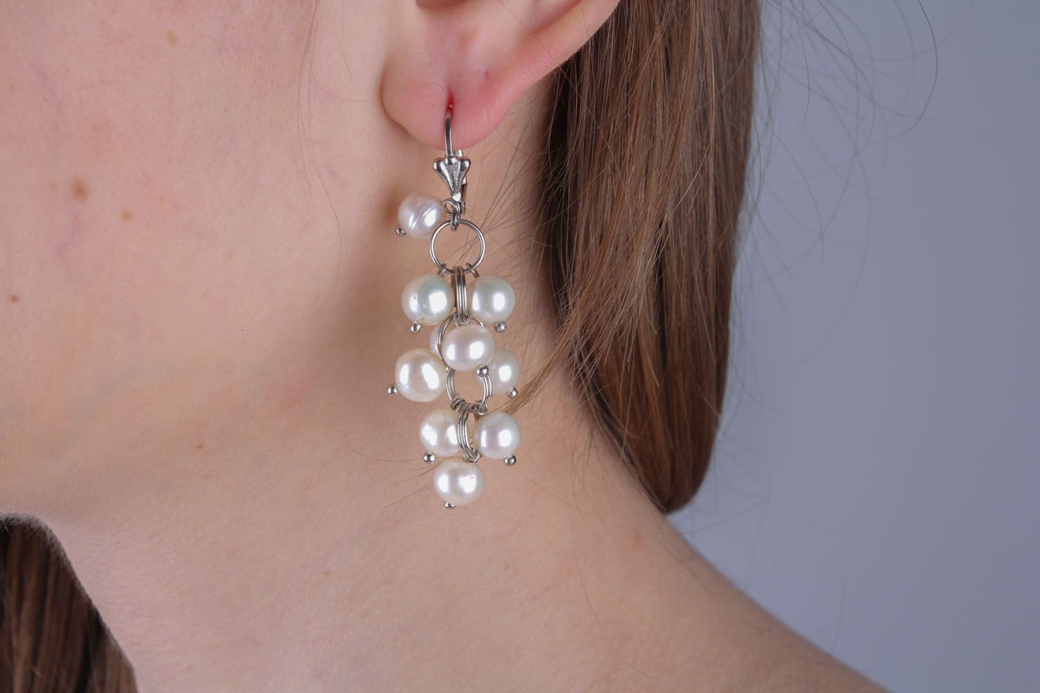 Boucles d'oreilles pendantes avec perles faites main photo 4