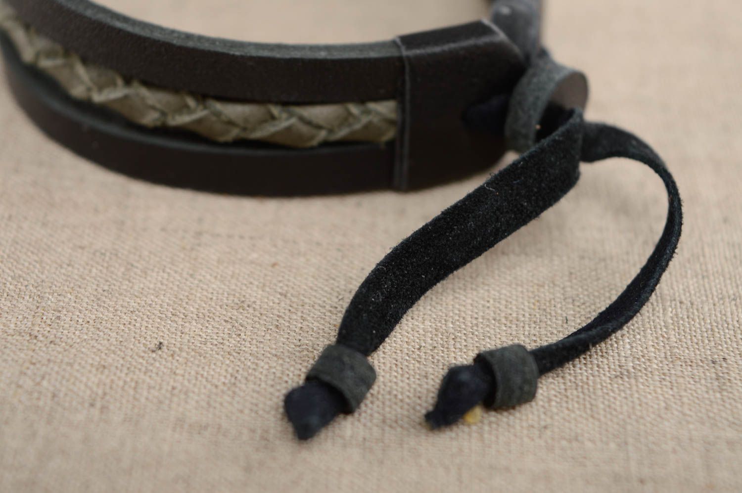 Unisex woven genuine leather bracelet photo 4