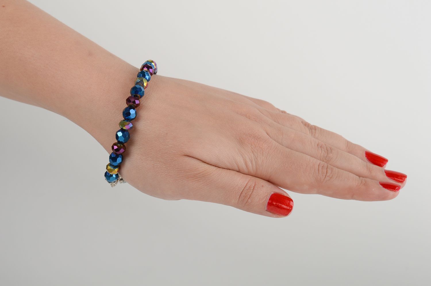 Dark blue crystal beads bracelet for girls  photo 6