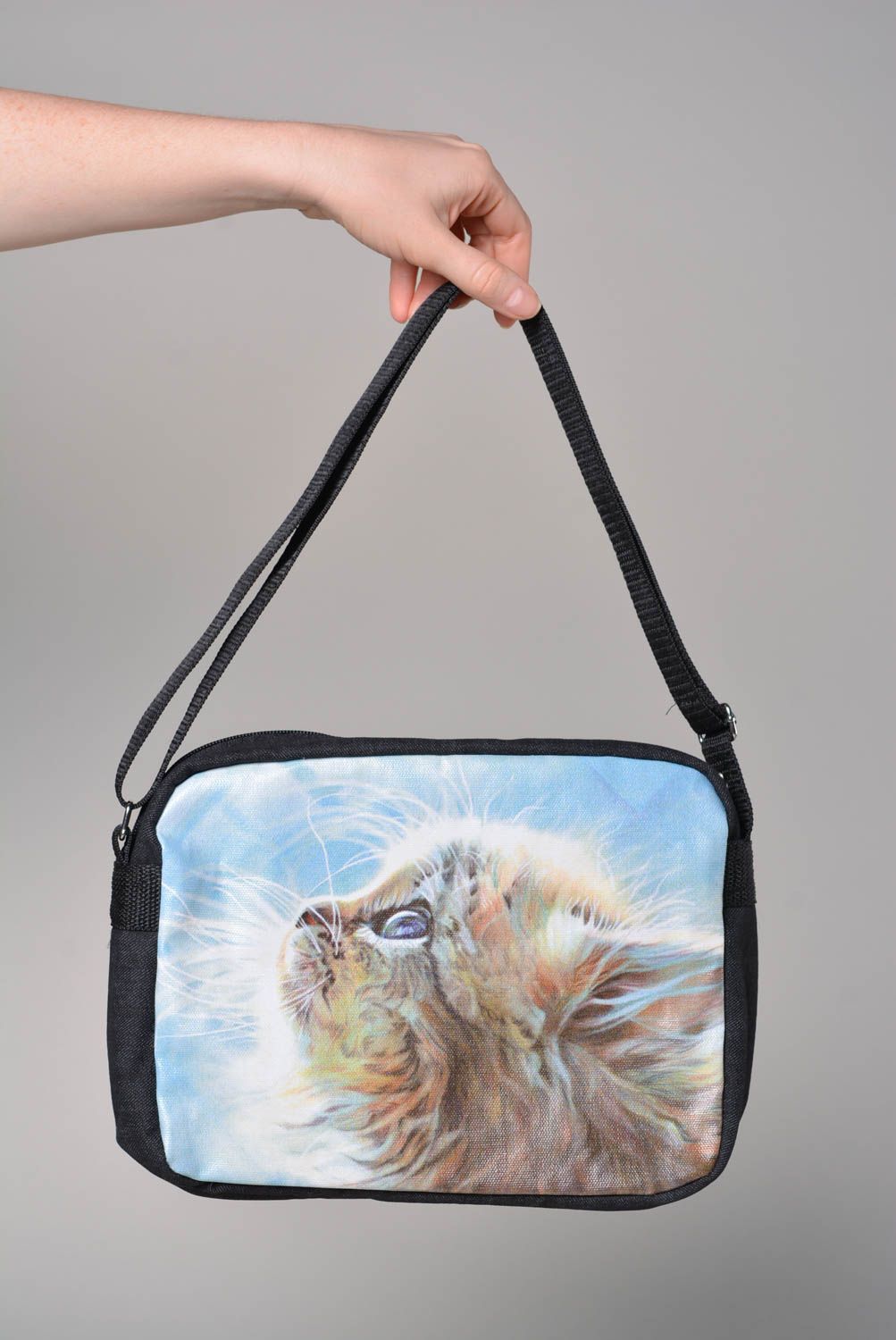 Unusual handmade textile bag denim shoulder bag fashion trends gifts for her photo 3