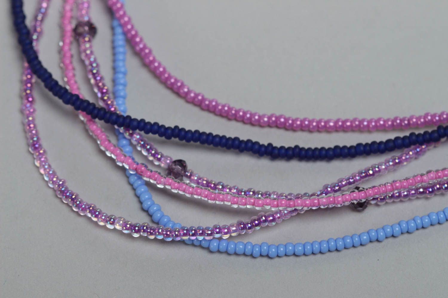 Beautiful bright handmade children's multirow beaded necklace designer jewelry photo 3