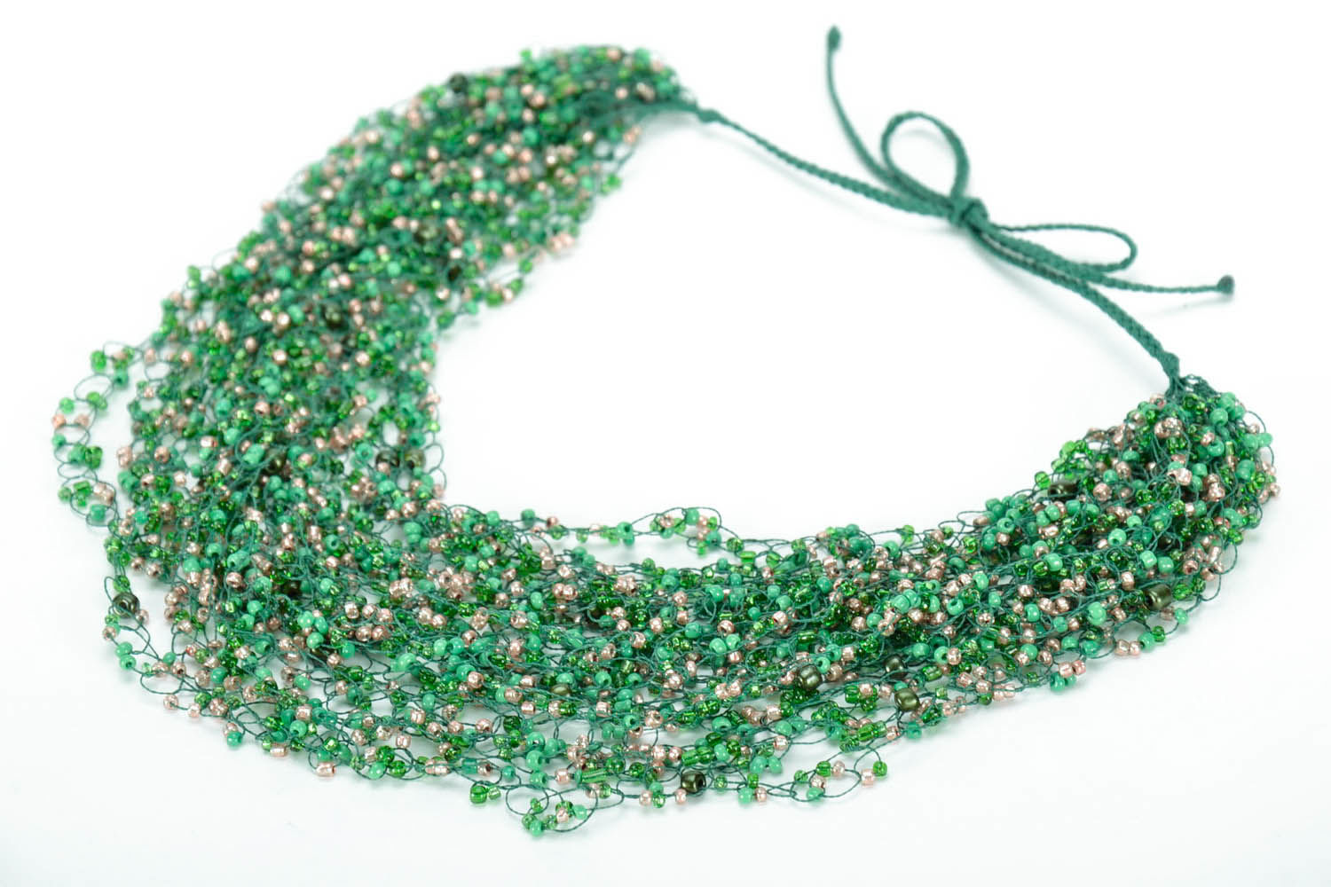 Crocheted bead necklace Fern photo 1
