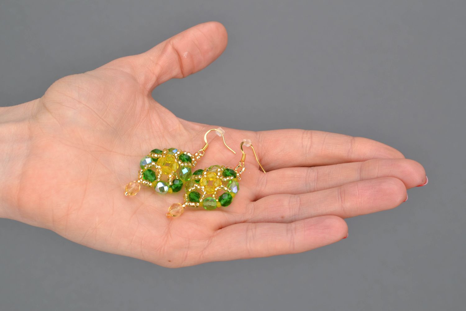 Handmade crystal bead earrings photo 2