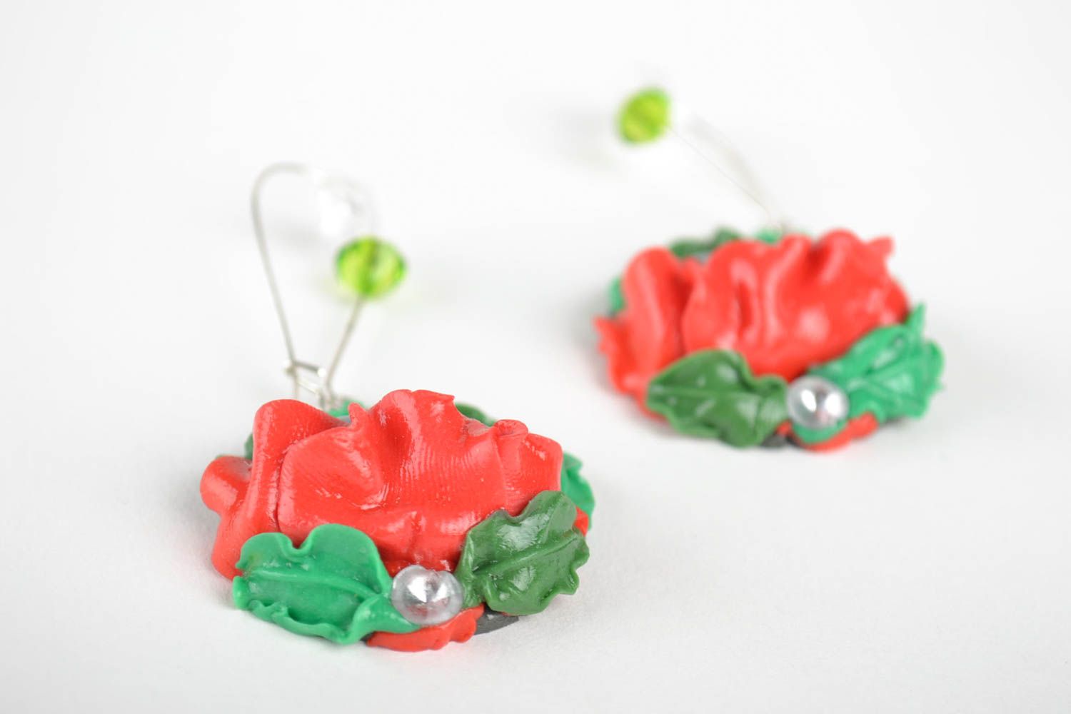 Handcrafted jewelry cool earrings flower earrings designer jewelry polymer clay photo 3