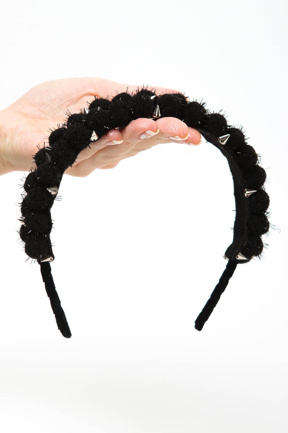 Serre-tête fantaisie fait main Accessoire coiffure noir Cadeau pour femme photo 5
