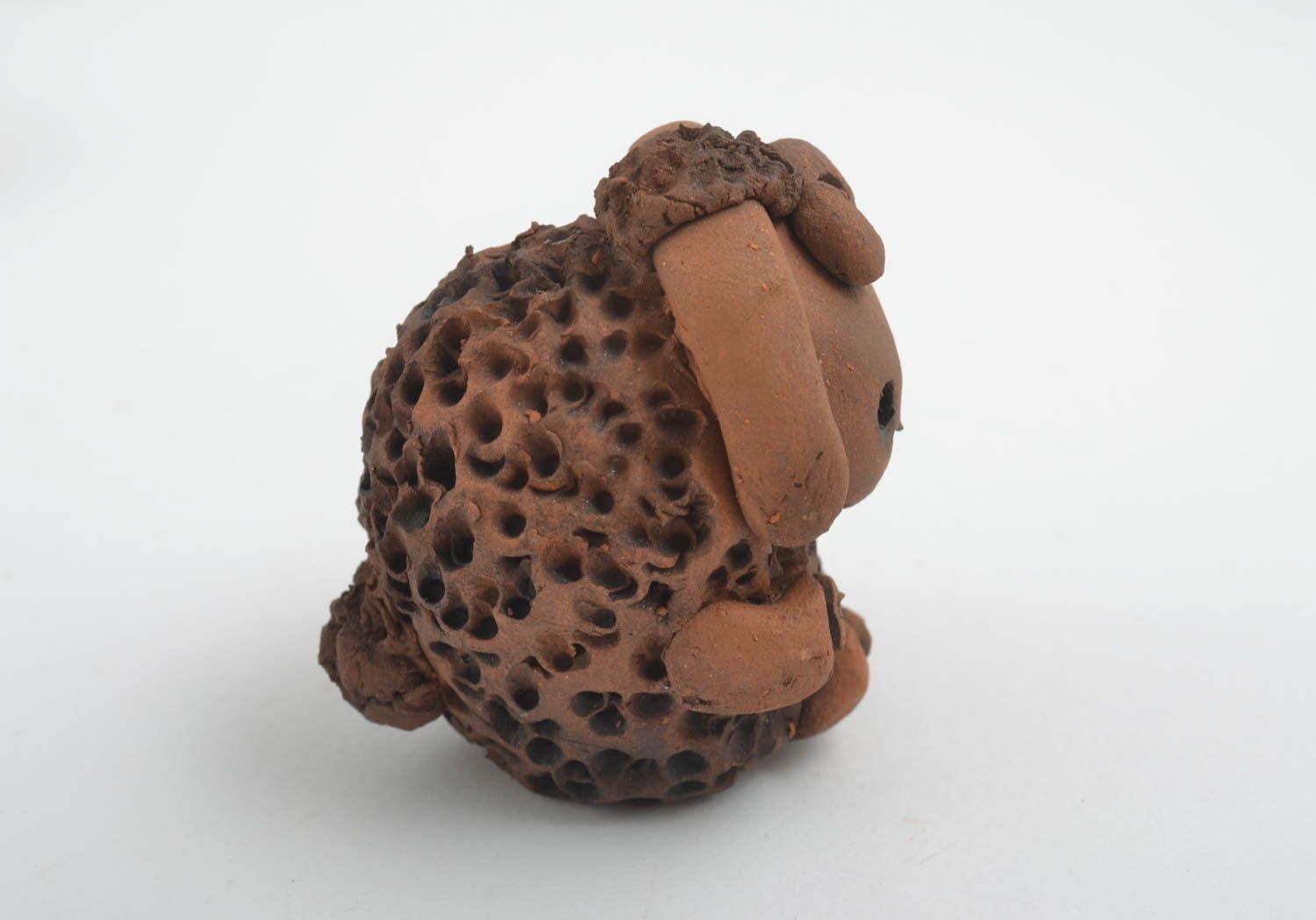 Figur Schaf handmade Wohnzimmer Deko aus Ton Keramik Figur mit Acryl bemalt foto 4
