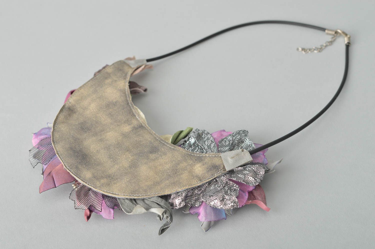 Handmade Blumen Collier Leder Schmuck Accessoire für Frauen massiv für Geschenk foto 3