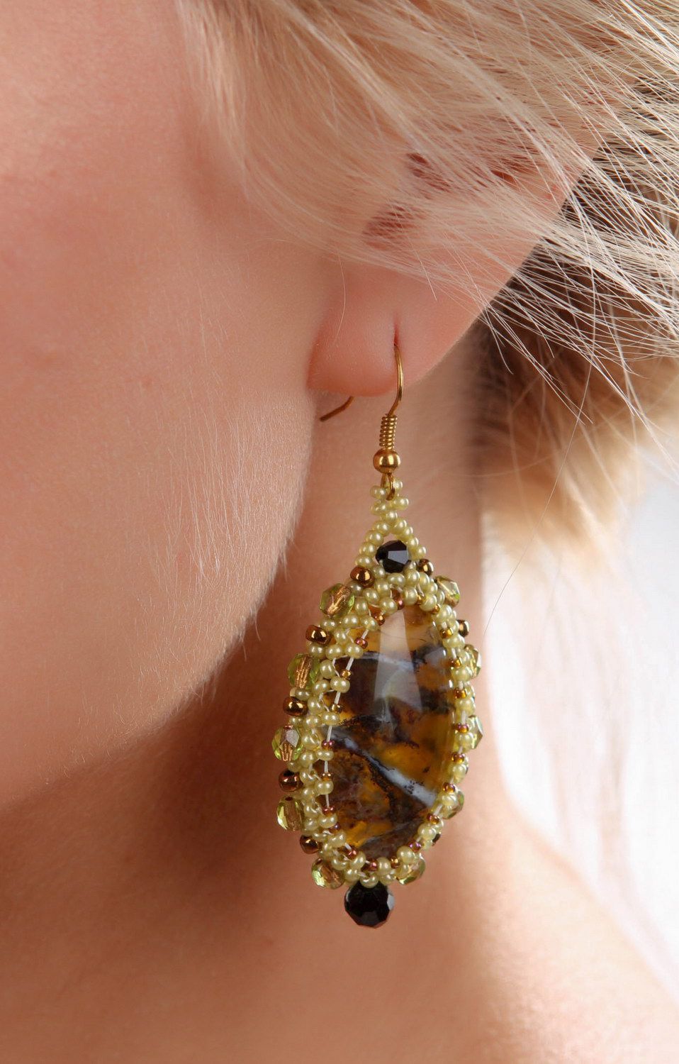 Earrings with african opal photo 3