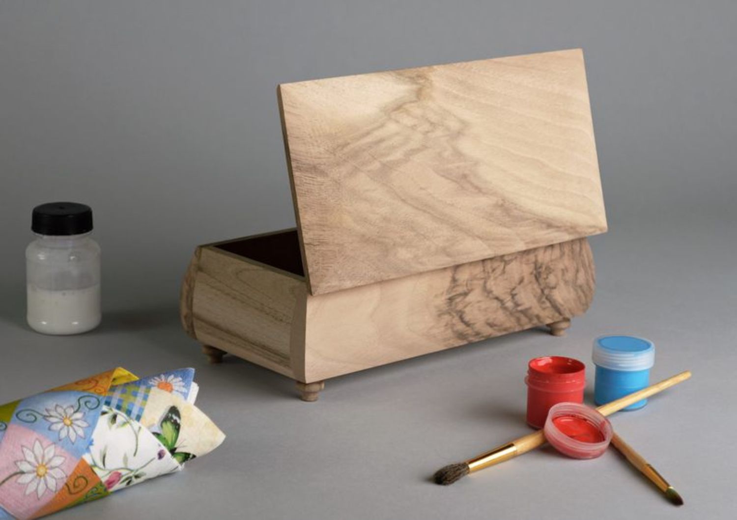Caja de madera inacabada rectangular  foto 1