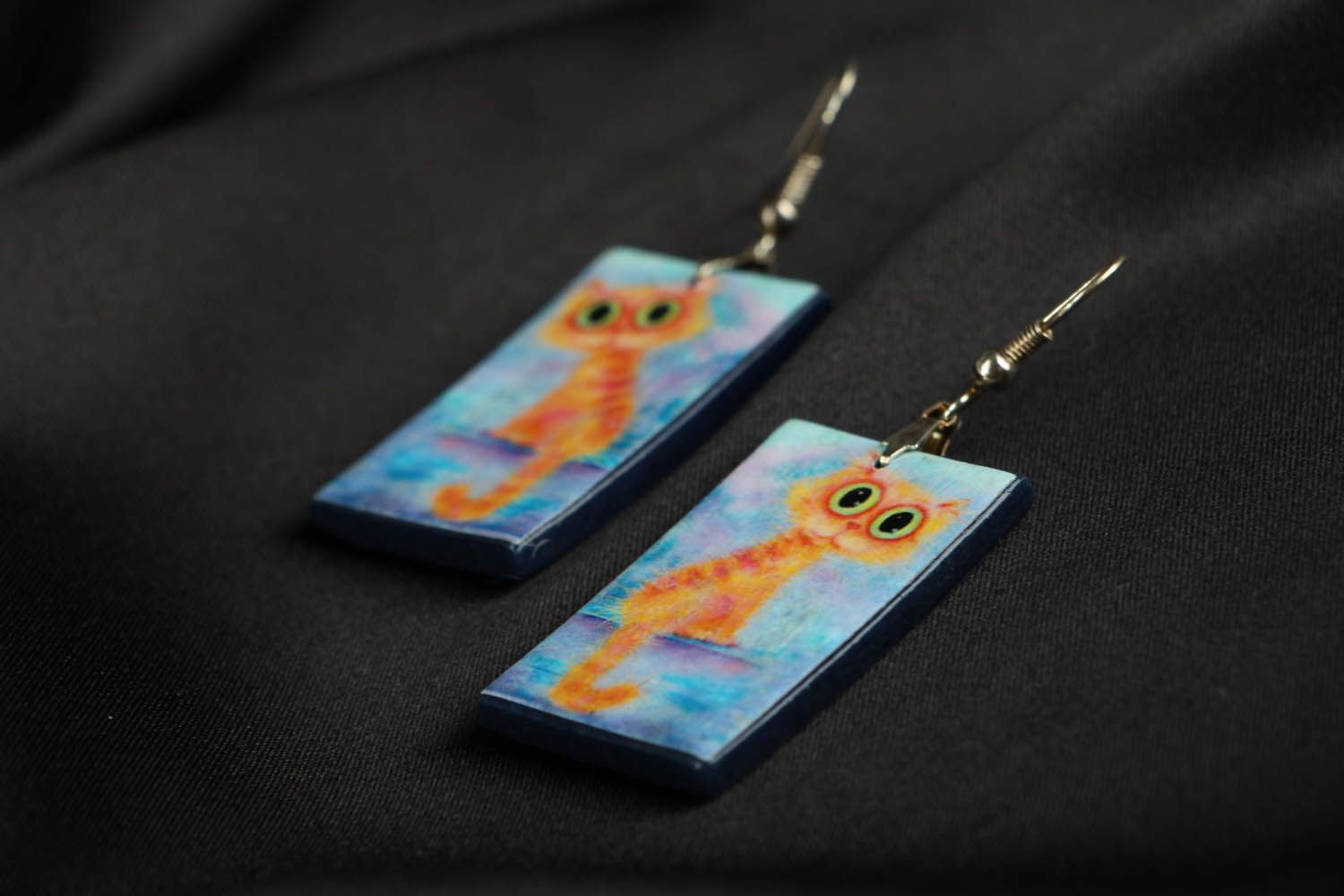 Polymer clay earrings Cats photo 2
