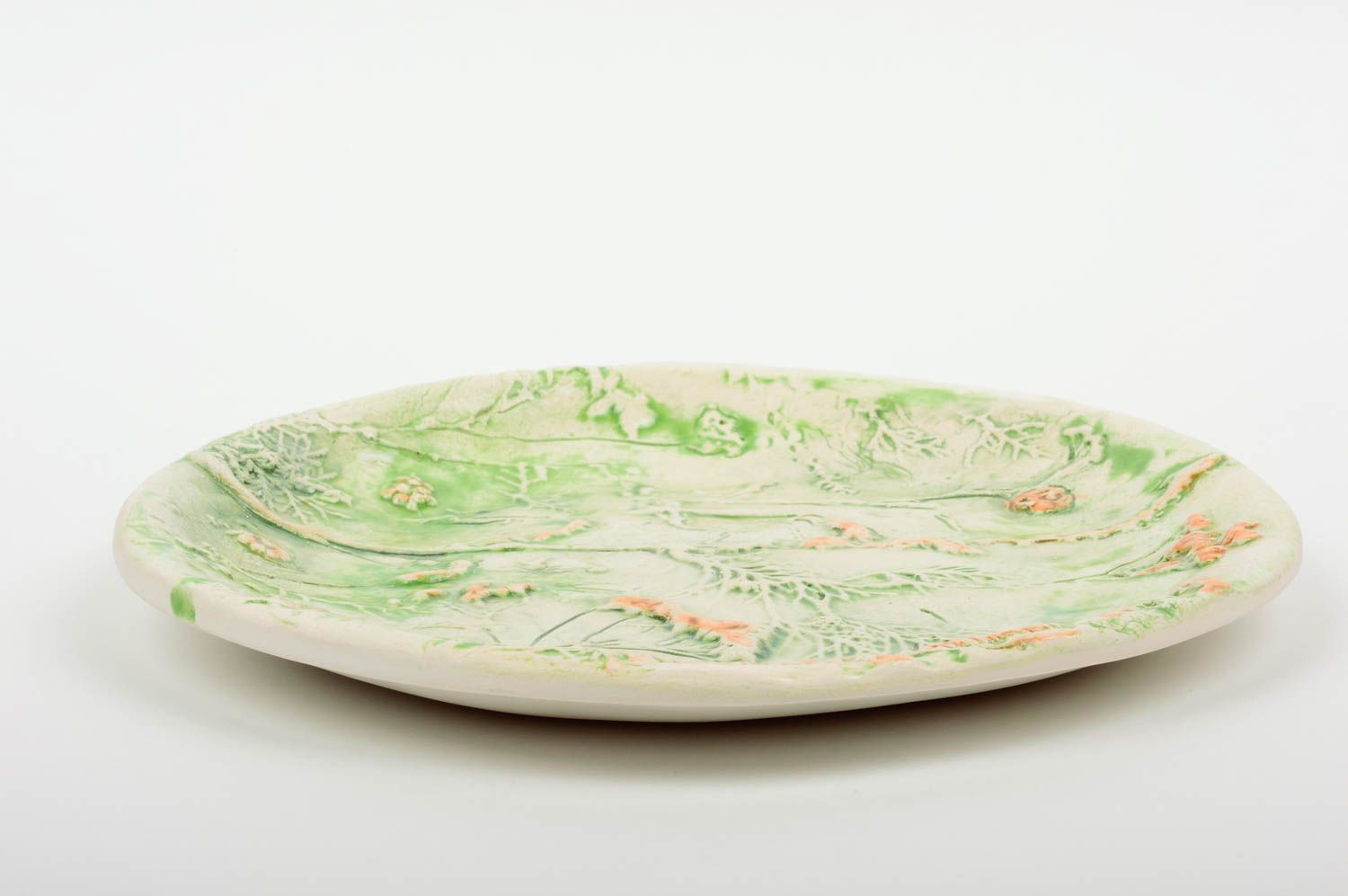 Unusual ceramic plate stylish pottery designer kitchenware made of clay photo 2