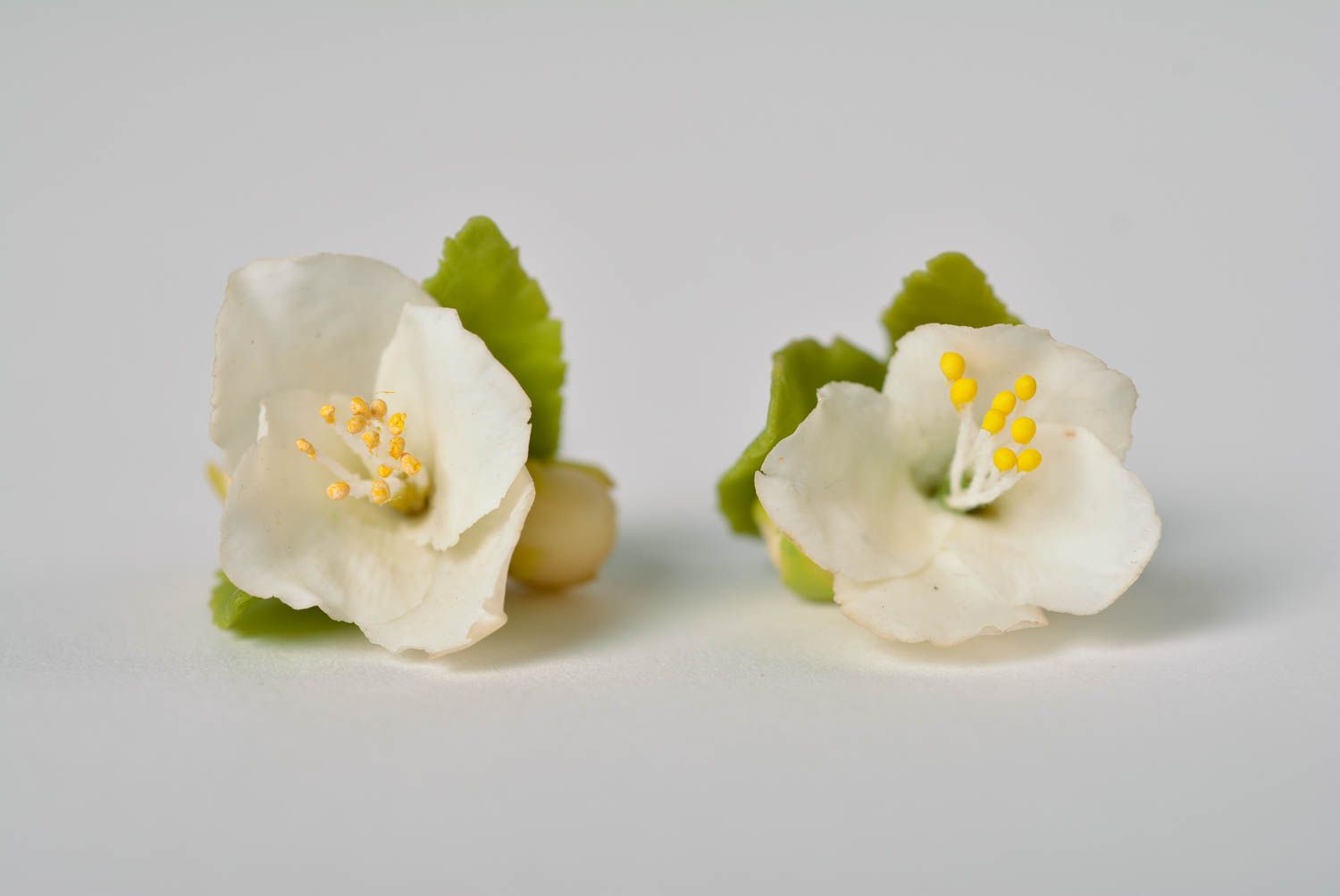 Handgemchte Blumen Ohrringe aus Polymerton lang schön elegant für Frauen foto 2