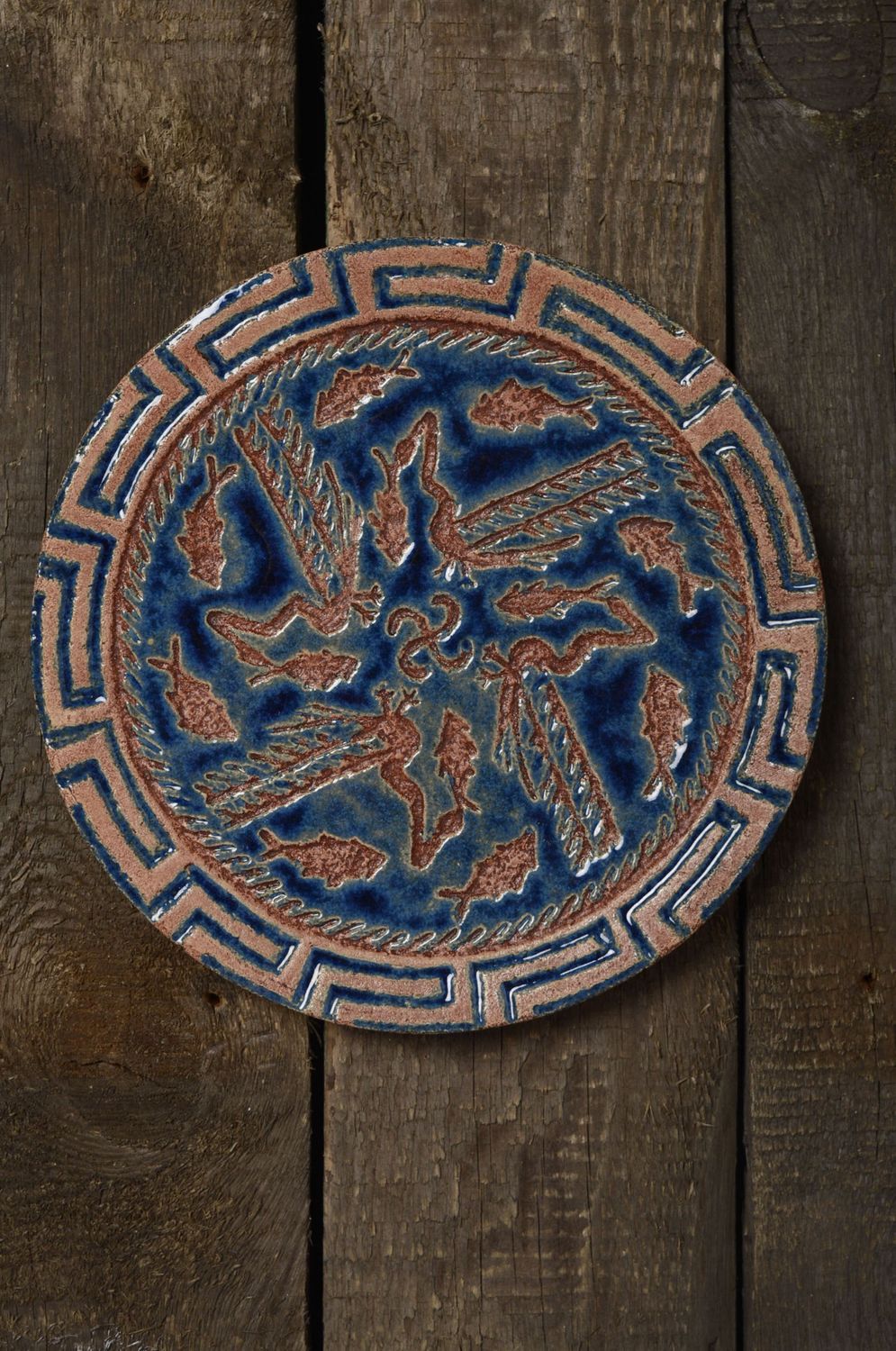 Assiette décorative en céramique Dragon faite main photo 1