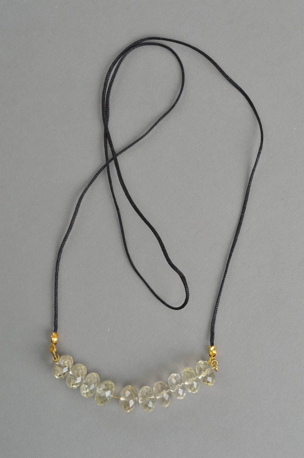 Handmade necklace with quartz unusual stylish accessory designer jewelry photo 2