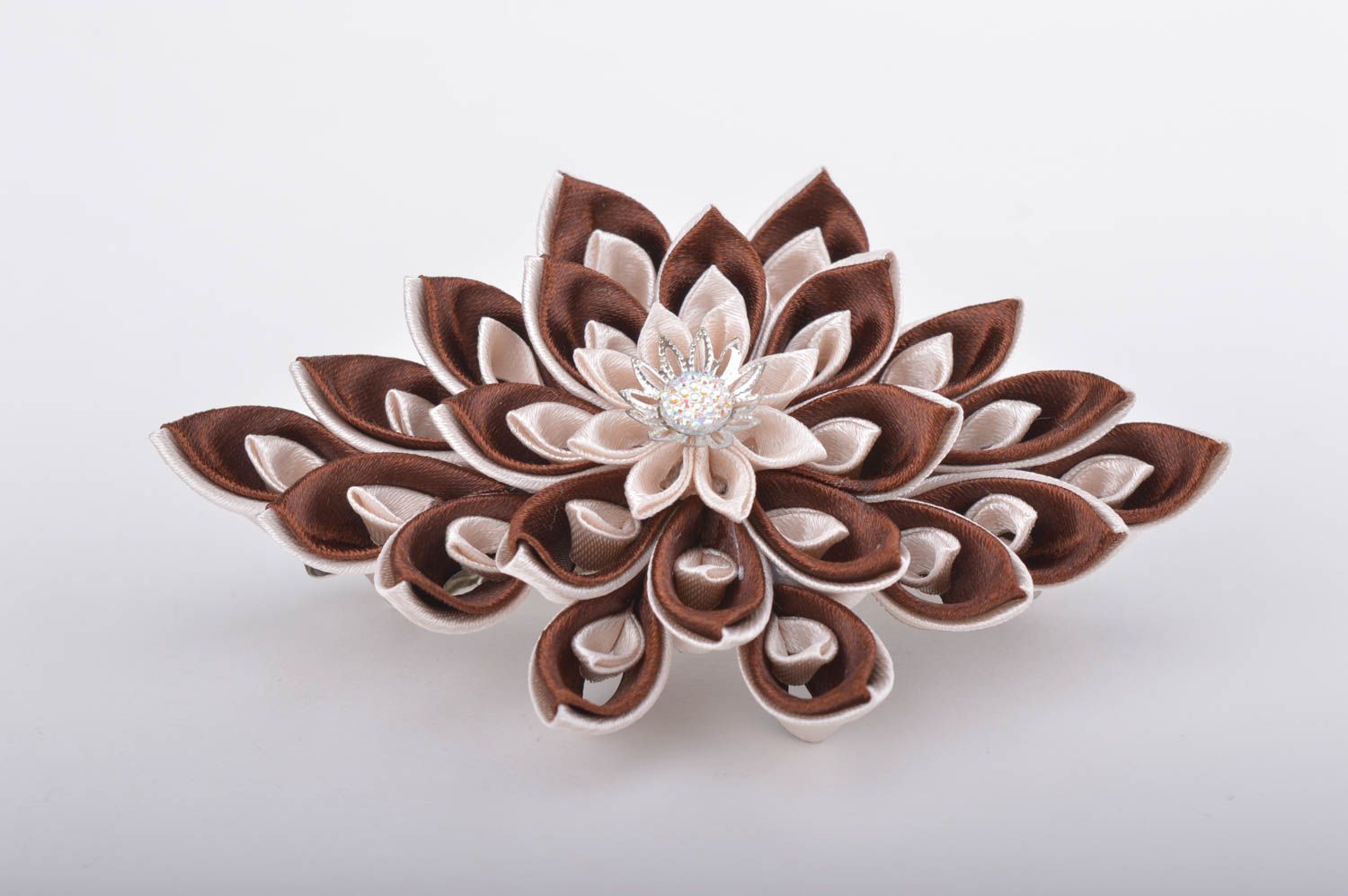 Unusual handmade flower barrette flowers in hair textile hair clip gifts for her photo 2