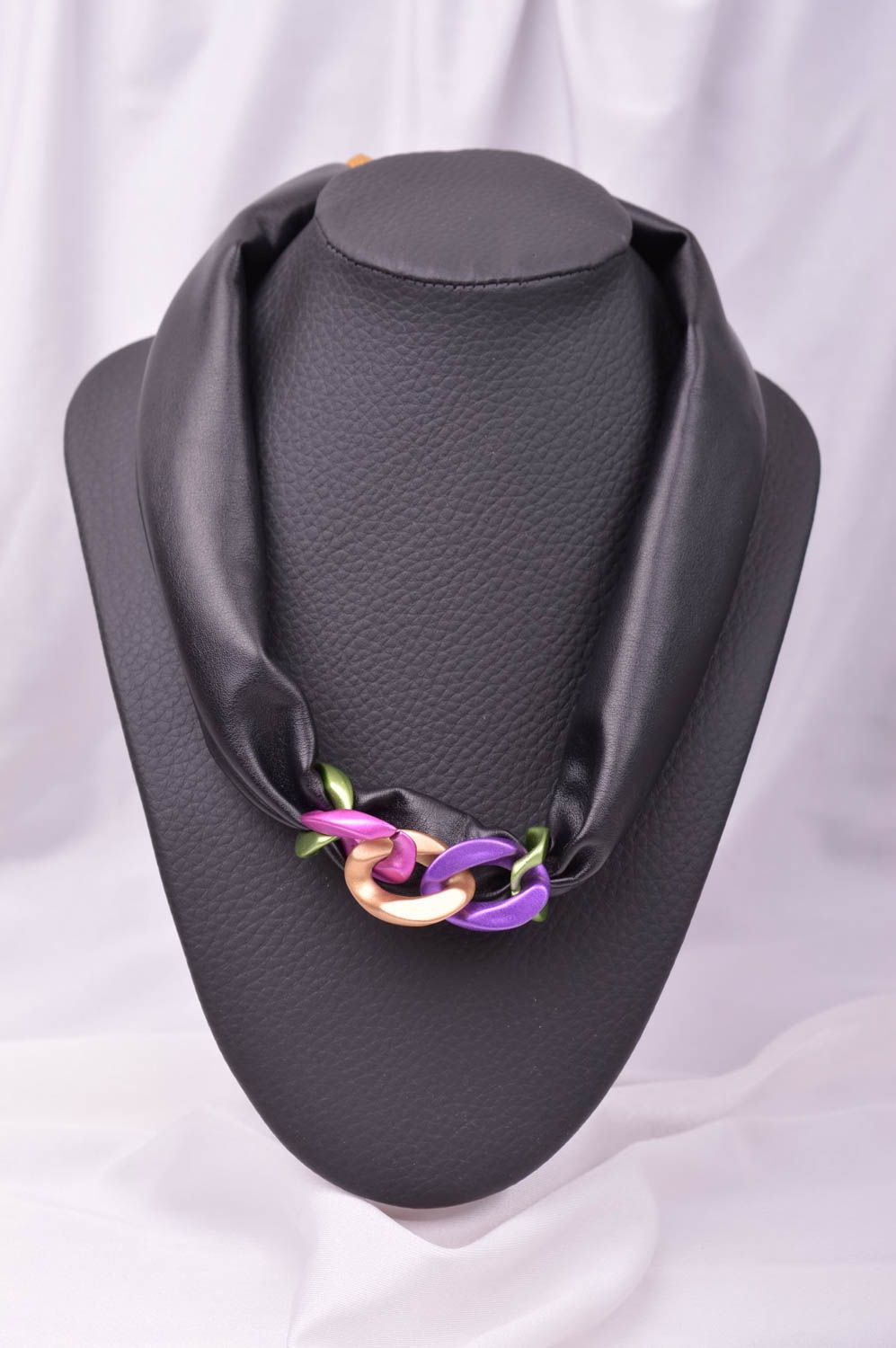 Collar artesanal bisutería fina accesorio femenino de cuero artificial foto 1